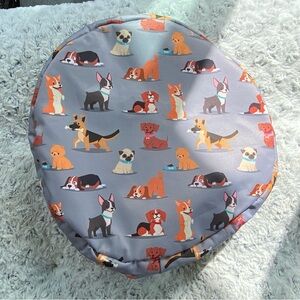 Makeup/toiletry Bag in Gray with Cute Dog Print